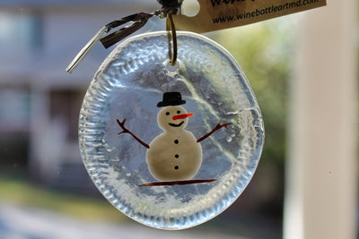 Snowman in the black hat Christmas Mini-Ornaments and Suncatchers
