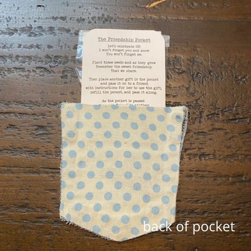 Back of Friendship Pocket Star Design with Forget-Me-Not Seeds