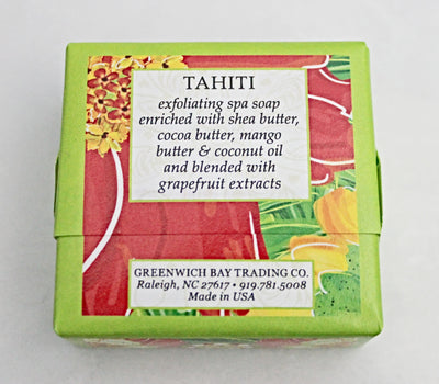 Ingredients in Tahiti Exfoliating Mini Spa Soap in a 1.9 ounce square bar.