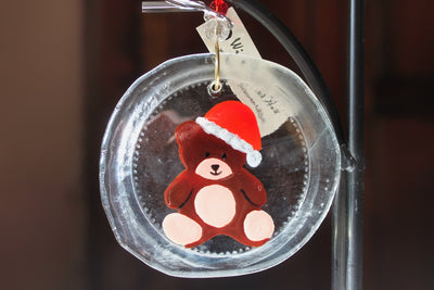 Time for Teddy Bear Santa glass ornament and suncatcher 