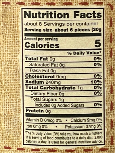 Amish Home Style Pickled Dilly Beans Nutritional Facts.  Made in USA.  Harvest Array