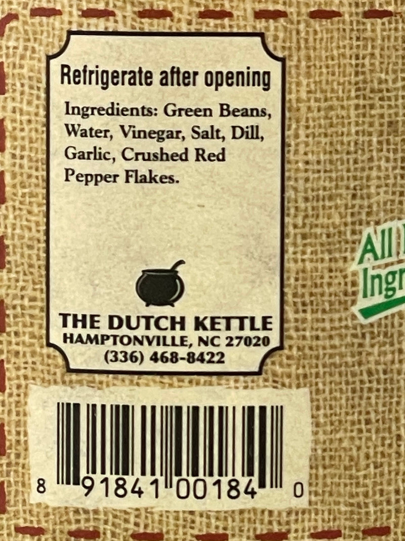 Amish Home Style Pickled Dilly Beans Ingredients.  Made in America.  Harvest Array