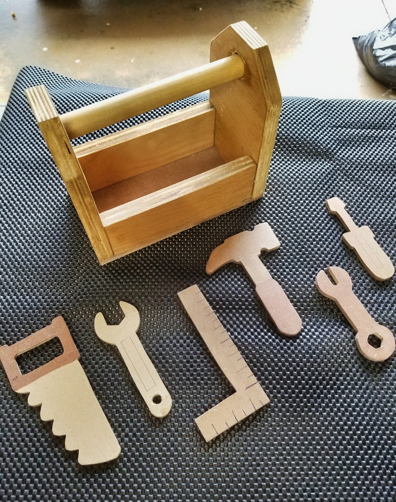 Wooden Toolbox With A Set Of 6 Tools