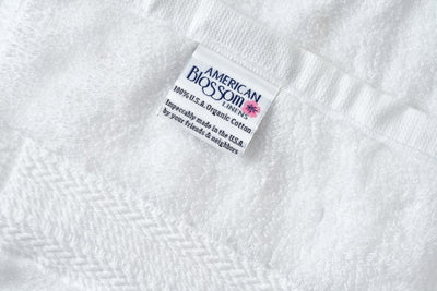 These luxurious bathroom washcloths are made in the USA by American Blossom Linens for Harvest Array.