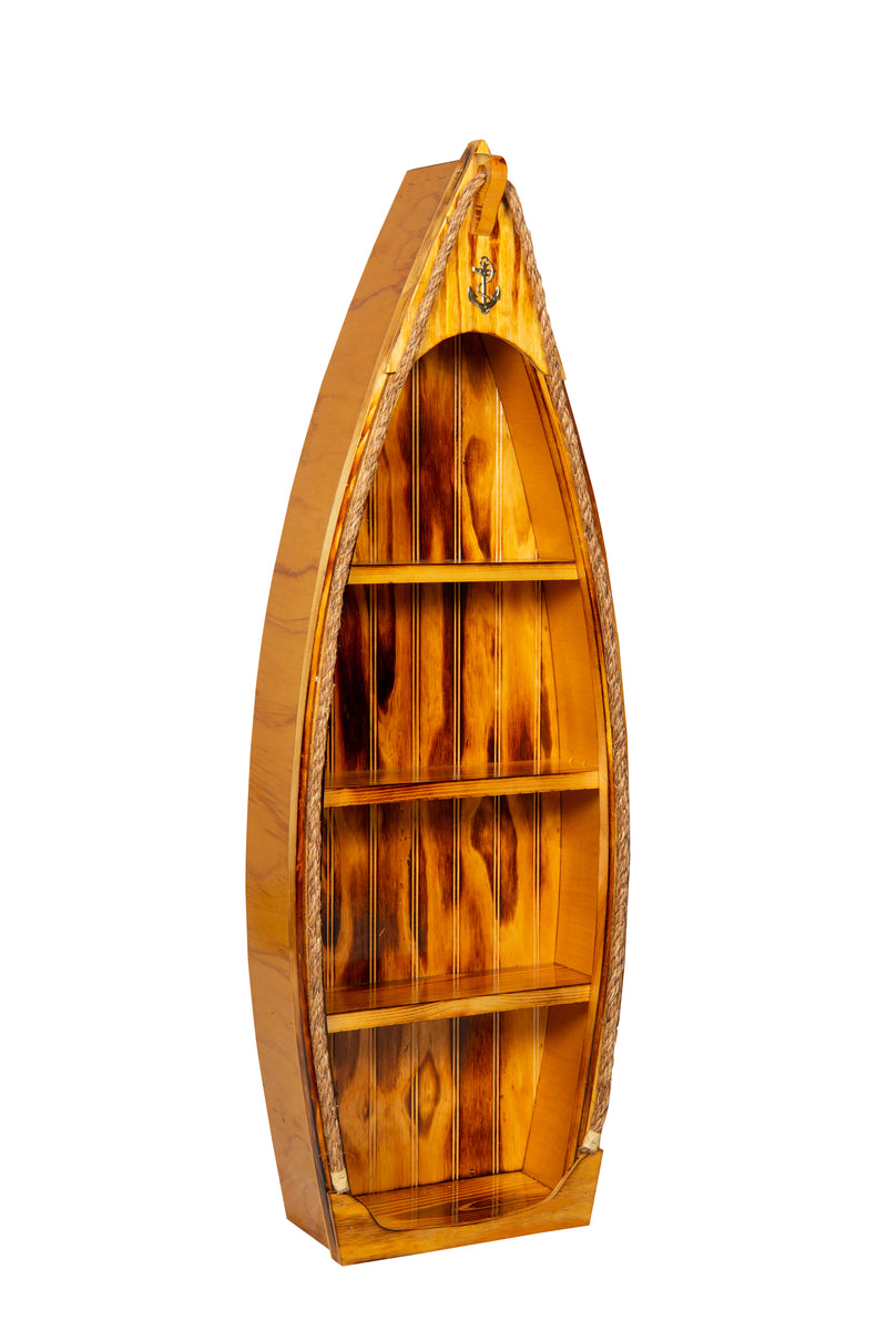 Varnished wood Rowboat Wooden Bookshelves 4 Feet High
