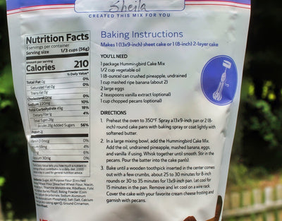 Baking instruction for the Hummingbird Cake Mix