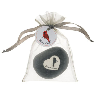 Angels Are Near - Pewter Heart on Rock in the decorative bag