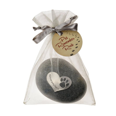 Forever in My Heart - Pet Memorial Pewter Heart on Rock in the bag