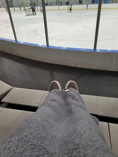 The Warmer Upper Lap Throw is great for the hockey rink