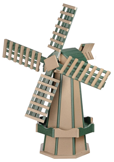 Medium Size Poly Windmill in Weatherwood and Turf Green