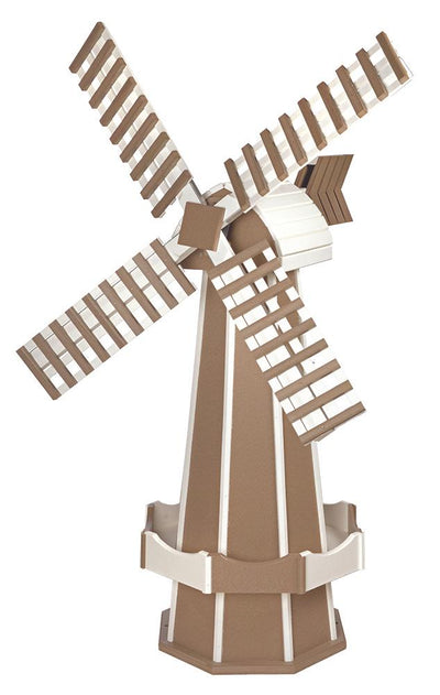 Amish Made Weatherwood and White Jumbo Size Poly Windmill 