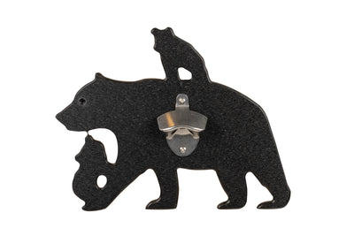 Black Bear with Cub Poly Wildlife Bottle Opener