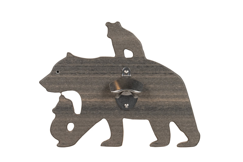 Coastal Gray Bear with Cub Poly Wildlife Bottle Opener