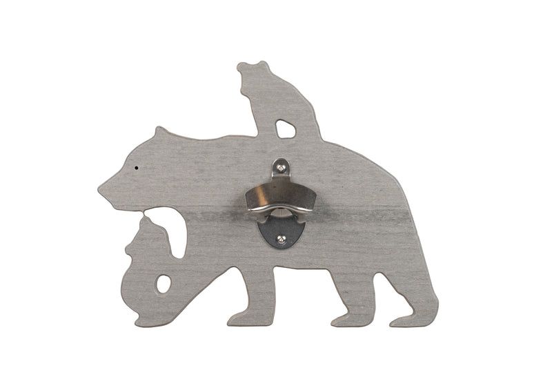 Driftwood Bear with Cub Poly Wildlife Bottle Opener