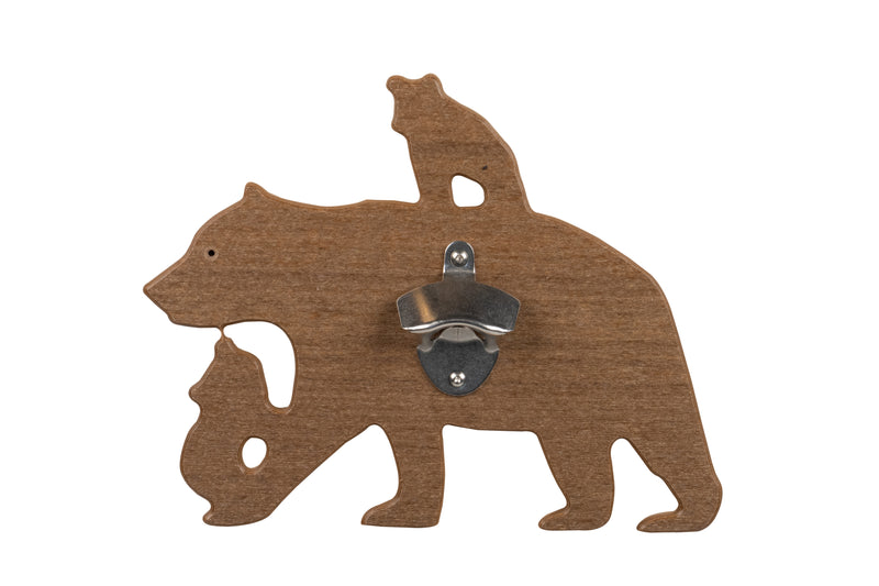 Mahogany Bear with Cub Poly Wildlife Bottle Opener