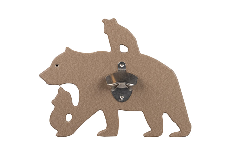 Weatherwood Bear with Cub Poly Wildlife Bottle Opener