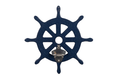 Patriot Blue Ships Wheel Sea Quest Nautical Bottle Opener