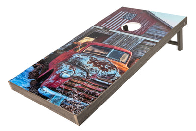 Barn with truck on coastal frame Polywood Corn Hole Boards