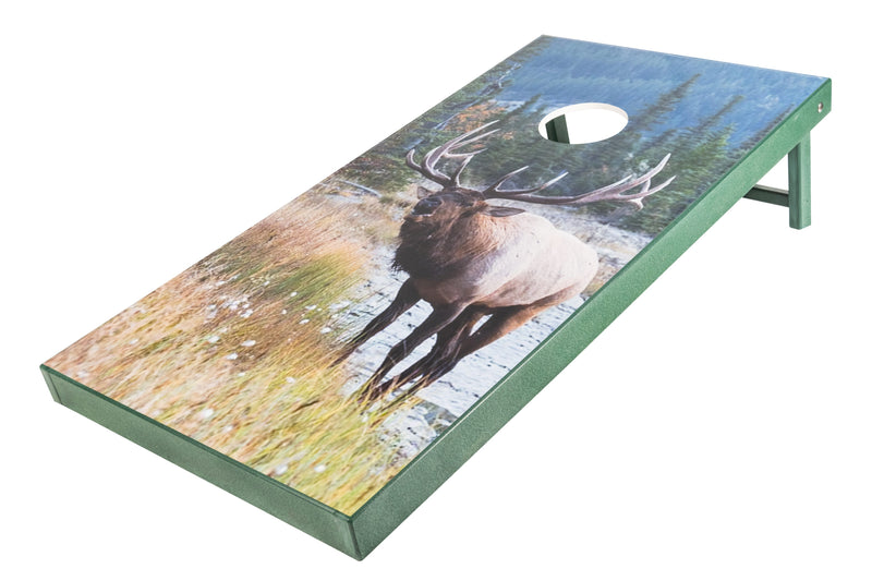 Elk on turf green frame Polywood Corn Hole Boards