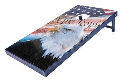 Patriotic on patriot blue frame Polywood Corn Hole Boards