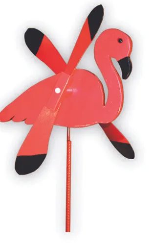 Pink Flamingo Wooden Whirlybird