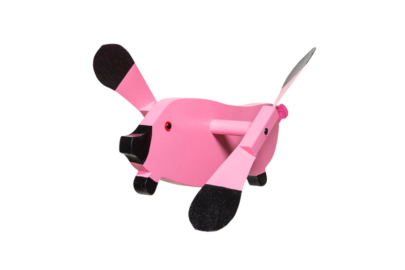 Flying Pig Wooden Whirlybird Barnyard Animal
