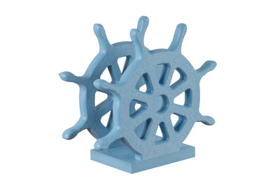 Powder blue ships wheel nautical collection napkin holders