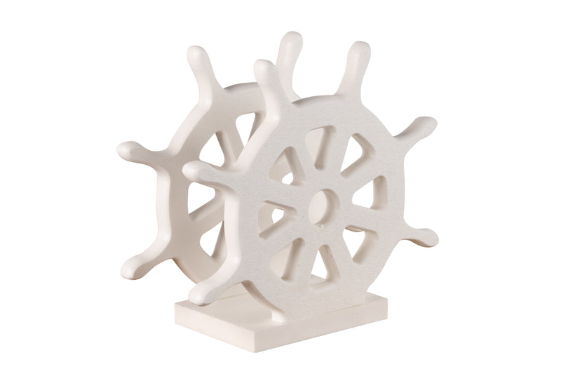 White ships wheel nautical collection napkin holders