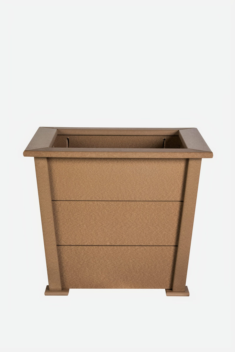 Large 27 Inch Square Poly Planter in weatherwood color