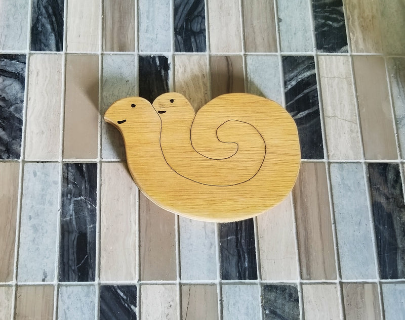 Small Handmade Wooden Snail Puzzle 