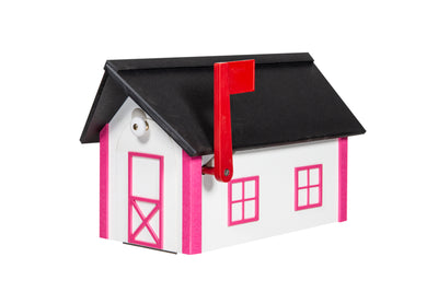 White and pink poly mailbox