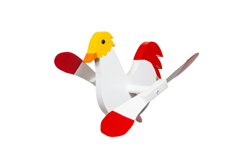 White Chicken Wooden Whirlybird