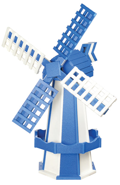 Medium Size Poly Windmill - Bright Blue and White