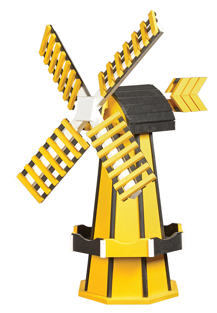 Medium Sized Windmill in Yellow and Black made of Poly for Harvest Array
