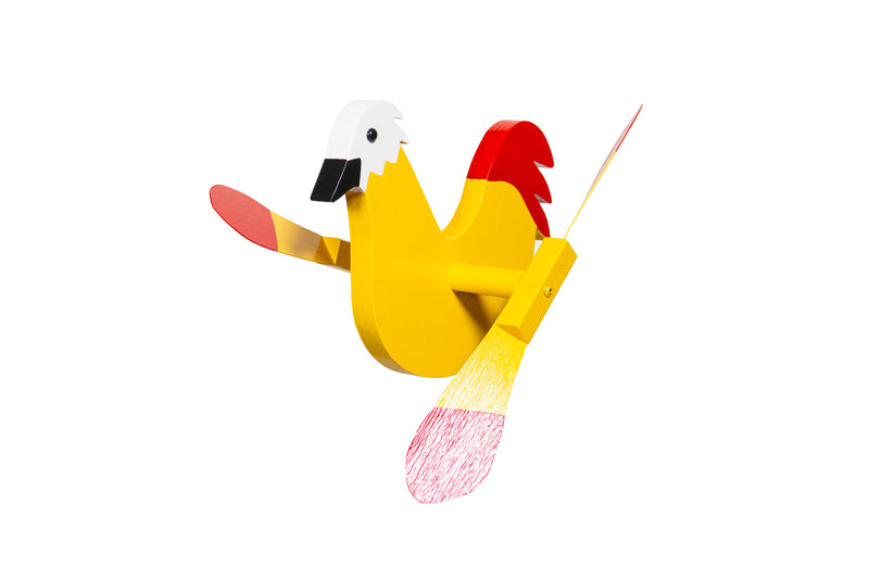 Yellow Chicken Wooden Whirlybird